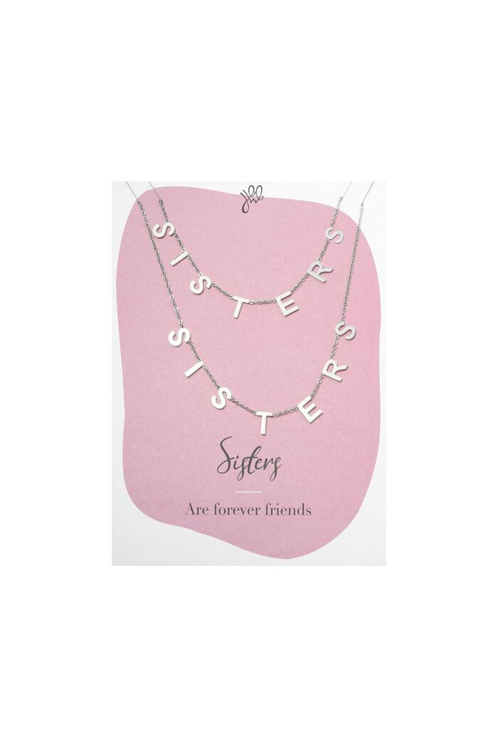 Necklace Sisters Forever Friends Silver Stainless Steel 