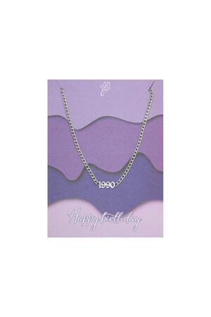 Collar Feliz Cumpleaños Años - 1990 Plata Acero inoxidable h5 