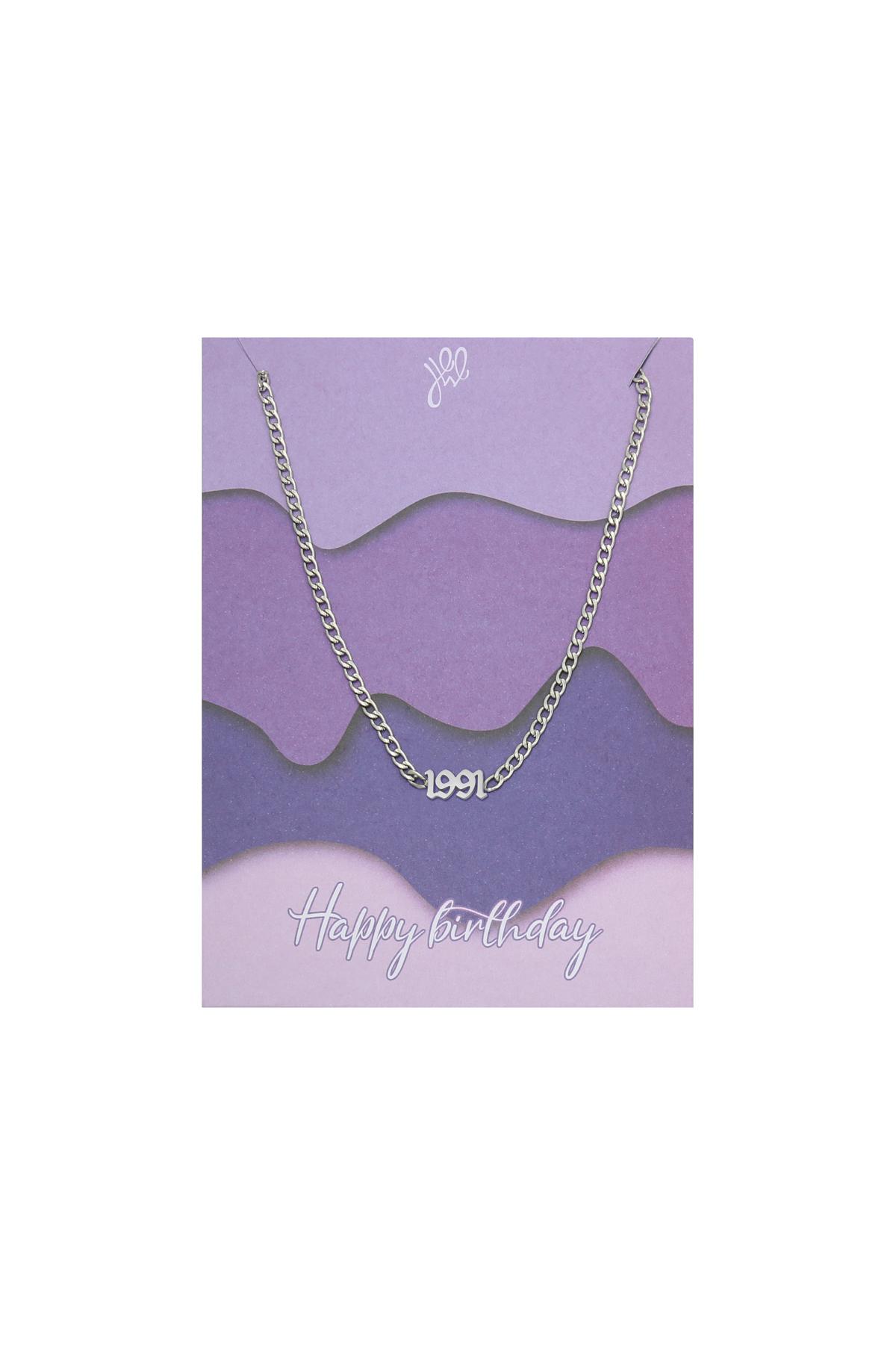 Collar Feliz Cumpleaños Años - 1991 Plata Acero inoxidable 2