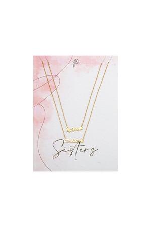 Necklace Big Little Sister Gold Stainless Steel h5 