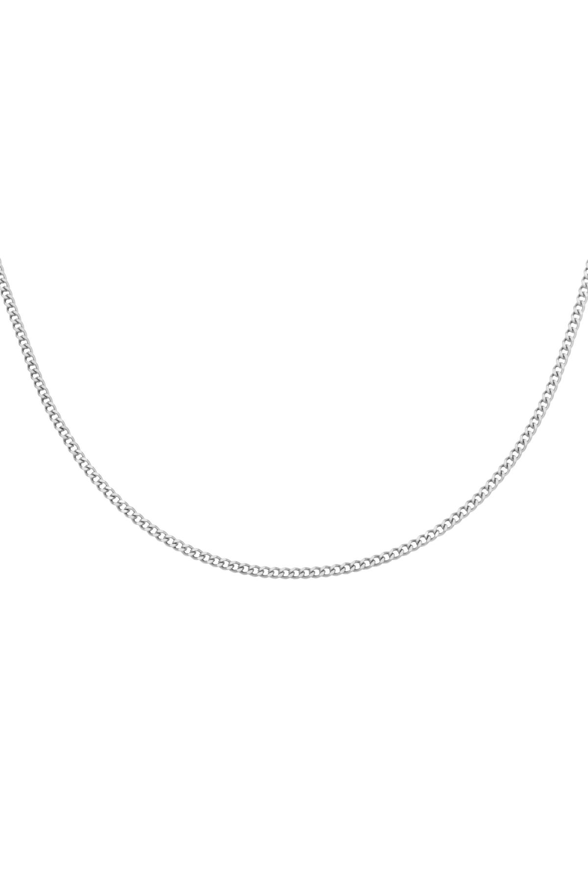 Silver / Necklace Tiny Plain Chains Silver Stainless Steel Picture2