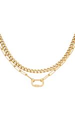 Gold / Necklace Chains Two In One Gold Stainless Steel 