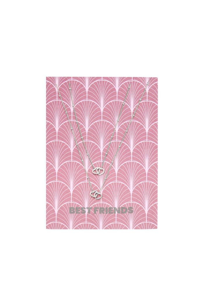 Necklace Card Best Friends Silver Stainless Steel 