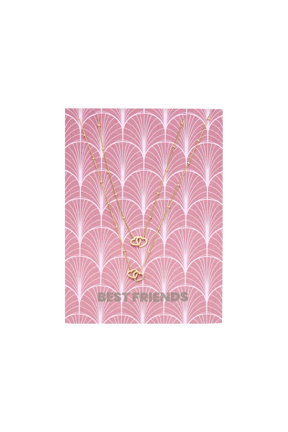 Gold / Halskette Card Best Friends Gold Edelstahl 