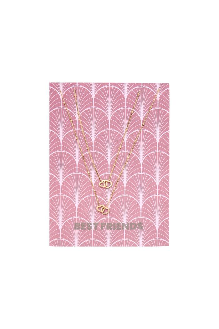 Necklace Card Best Friends Gold Stainless Steel 