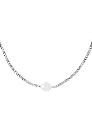 Necklace Locked Heart Silver Stainless Steel h5 