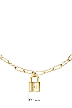 Necklace cute lock Gold Stainless Steel h5 Immagine4