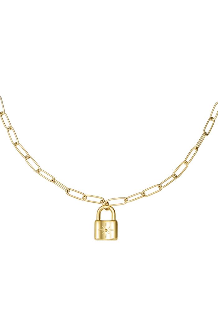 Necklace cute lock Gold Stainless Steel 