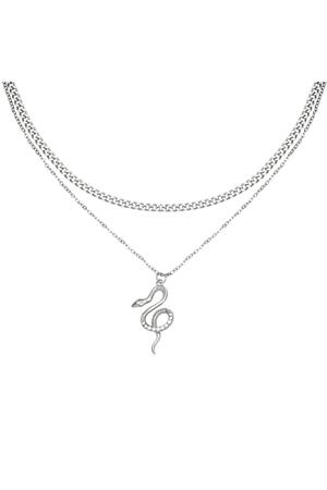 Necklace Chained Snake Silver Stainless Steel h5 