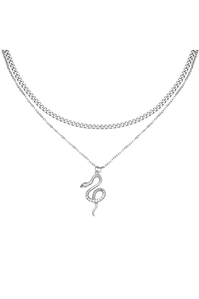 Necklace Chained Snake Silver Stainless Steel 