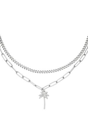 Necklace Beachy Palm Silver Stainless Steel h5 