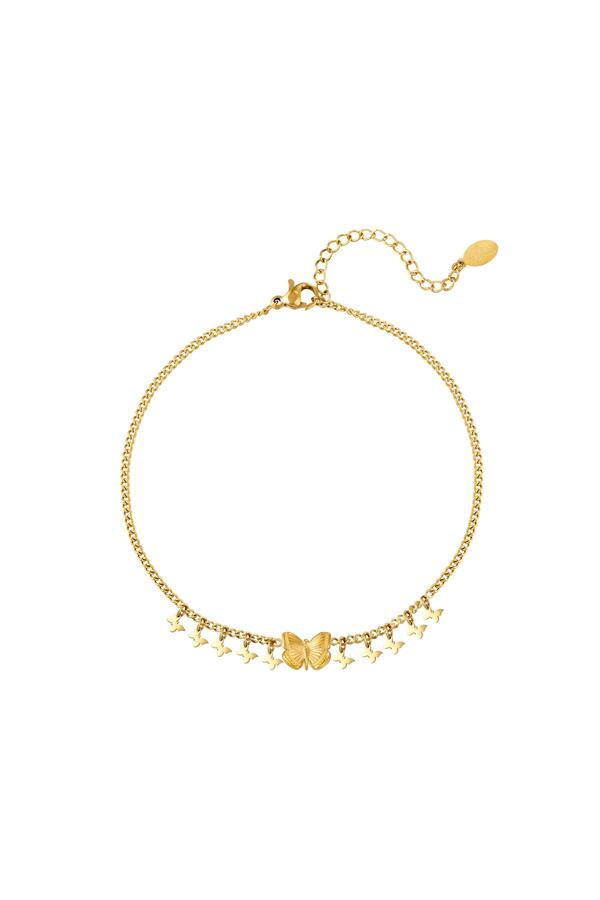 Anklet big and little butterflies stainless steel Gold
