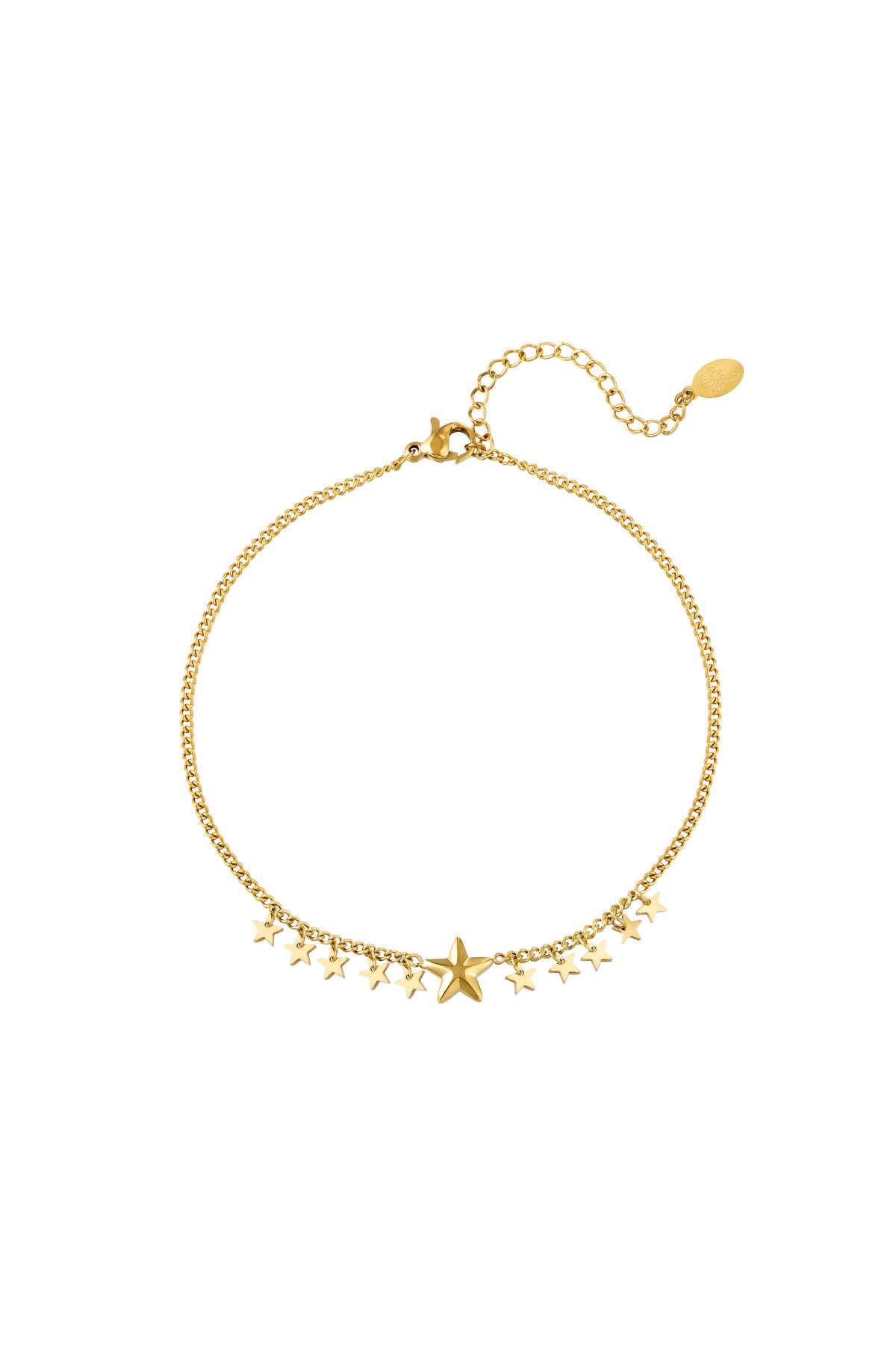 Tobillera estrellas grandes y pequeñas acero inoxidable