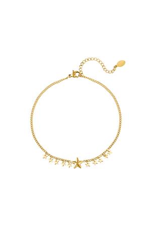 Anklet big and little stars stainless steel Gold h5 