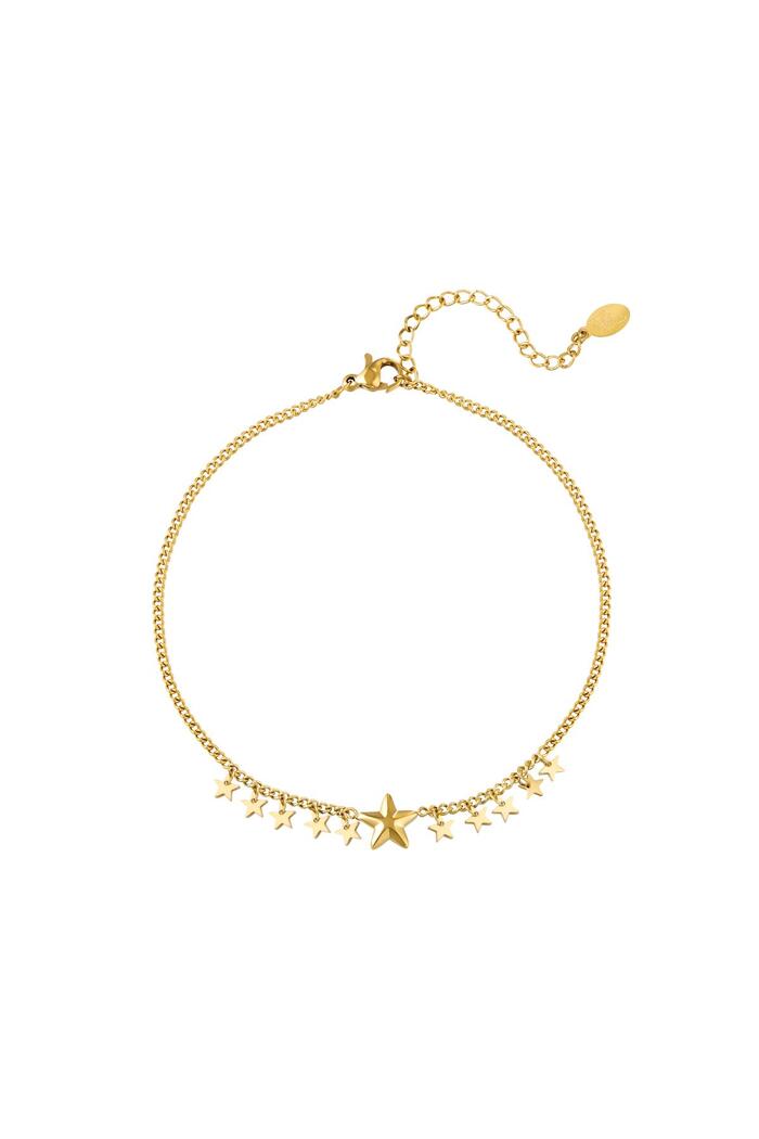 Anklet big and little stars stainless steel Gold 