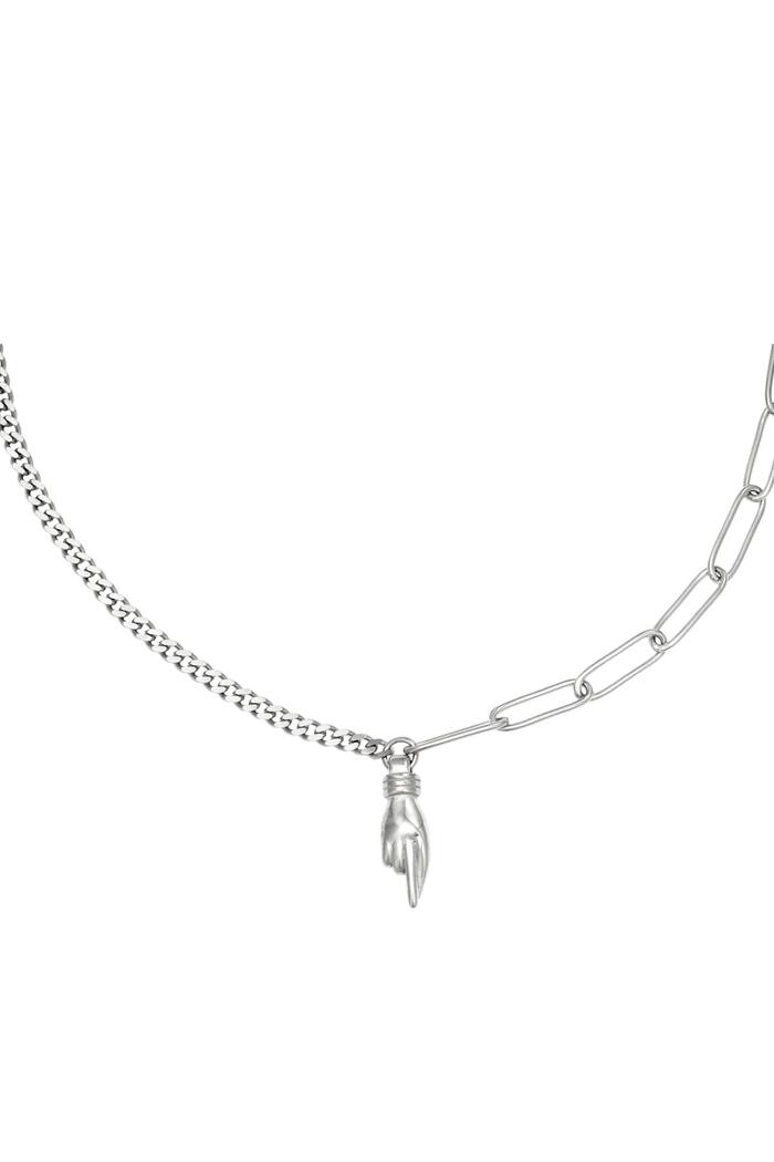Necklace Hand Silver Stainless Steel 