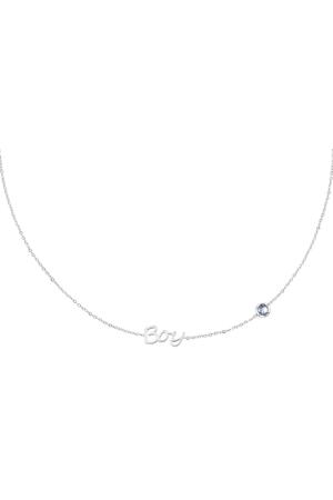 Birthstone Necklace Boy Silver Stainless Steel h5 