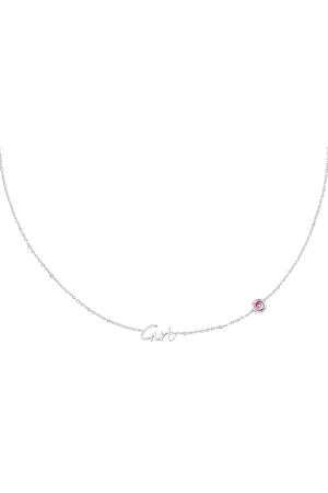 Birthstone Necklace Girl Silver Stainless Steel h5 