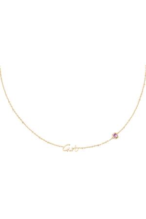 Birthstone Necklace Girl Gold Stainless Steel h5 