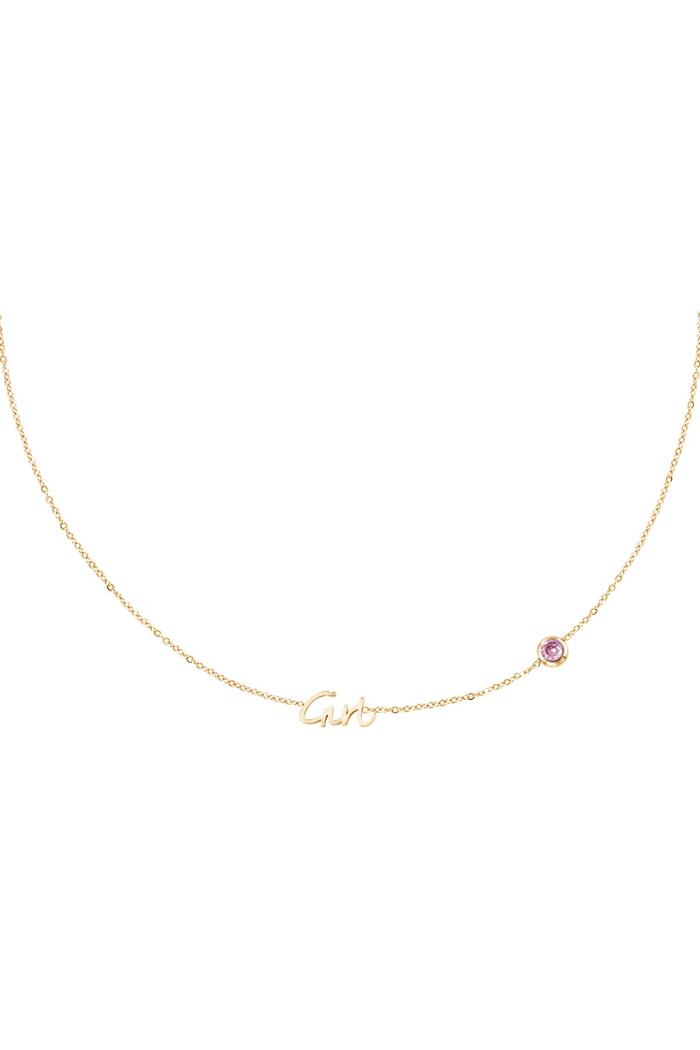 Birthstone Necklace Girl Gold Stainless Steel 