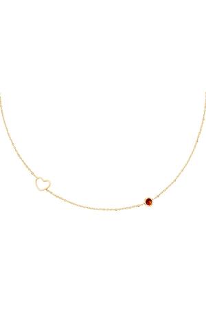 Birthstone necklace January gold Red Stainless Steel h5 