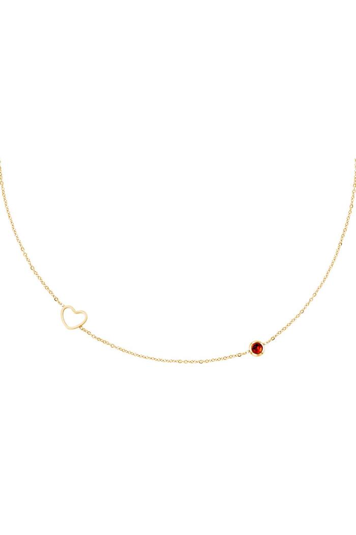 Birthstone necklace January gold Red Stainless Steel 