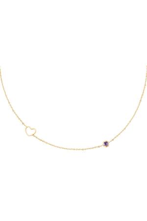 Birthstone necklace February gold Purple Stainless Steel h5 
