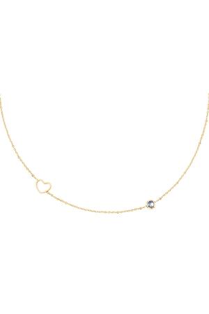 Collana Birthstone March Gold Light Blue Stainless Steel h5 