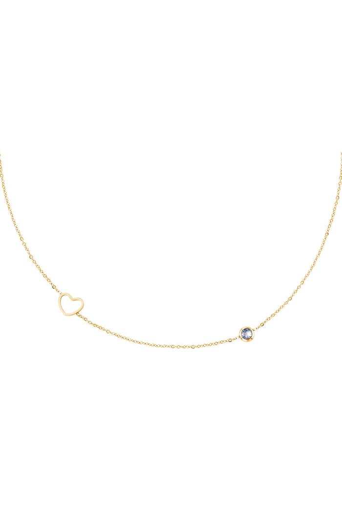 Birthstone necklace March gold Light Blue Stainless Steel 