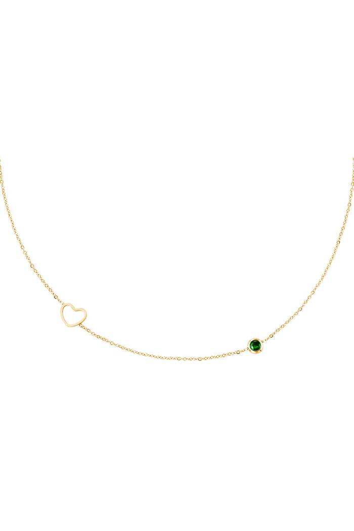Birthstone necklace May gold Green Stainless Steel 