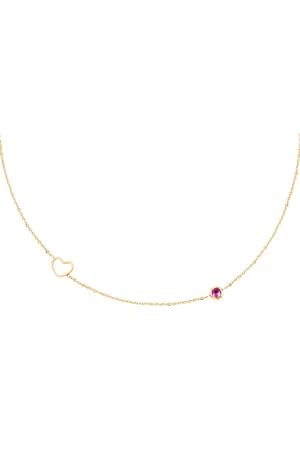 Birthstone necklace July gold Coral Stainless Steel h5 
