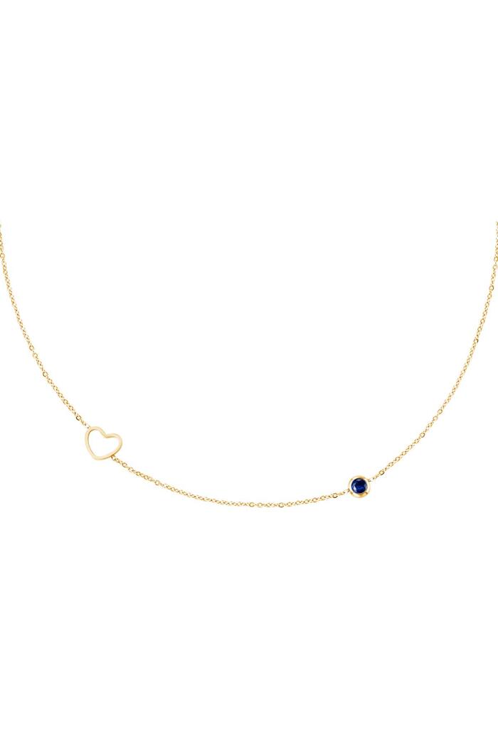 Collana Birthstone in oro settembre Blue Stainless Steel 