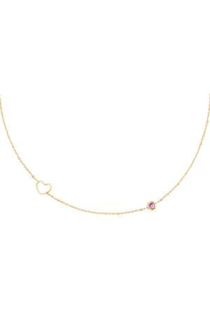 Birthstone necklace October gold Pink Stainless Steel h5 