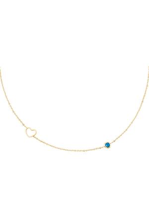 Birthstone necklace December gold Dark Blue Stainless Steel h5 