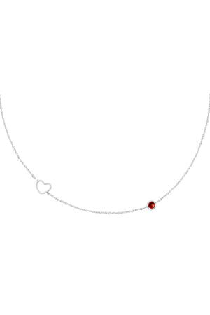 Birthstone necklace January silver Red Stainless Steel h5 