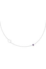 Purple / Birthstone necklace February silver Purple Stainless Steel Picture11