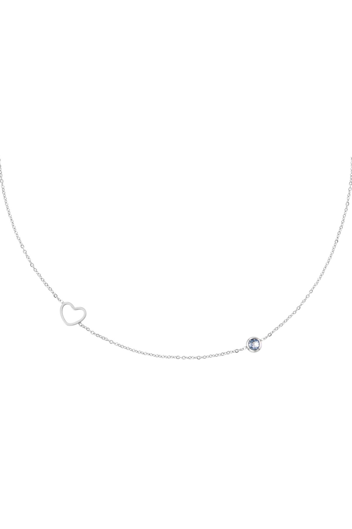 Birthstone necklace March silver color Light Blue Stainless Steel 2