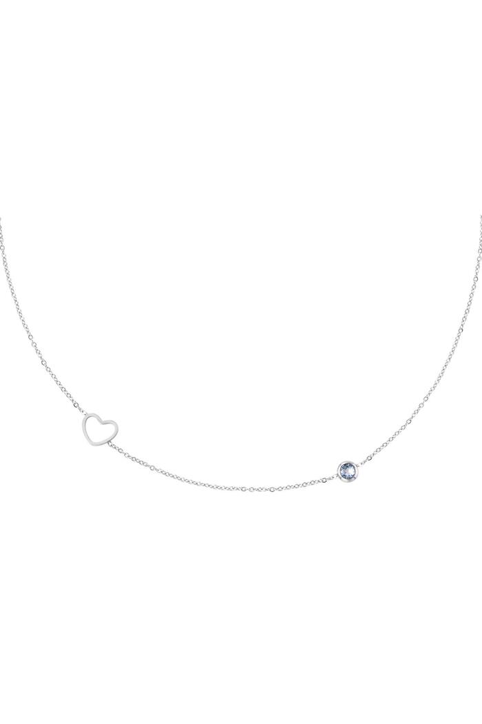 Birthstone necklace March silver Light Blue Stainless Steel 