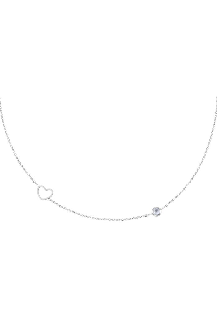 Birthstone necklace June silver Transparent Stainless Steel 