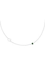 Green / Collana Birthstone può argento Green Stainless Steel Immagine8