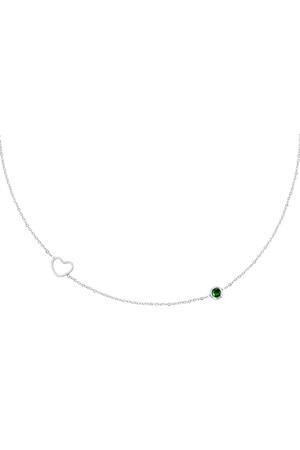 Birthstone necklace May silver Green Stainless Steel h5 
