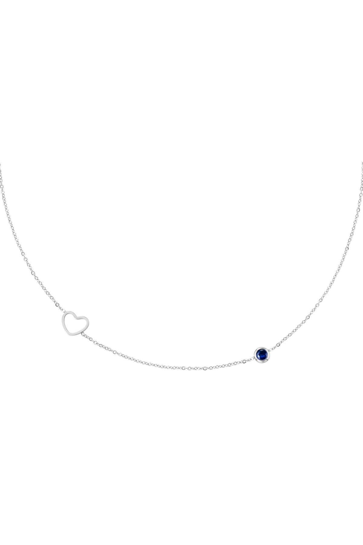Blue / Birthstone necklace September silver Blue Stainless Steel Picture5