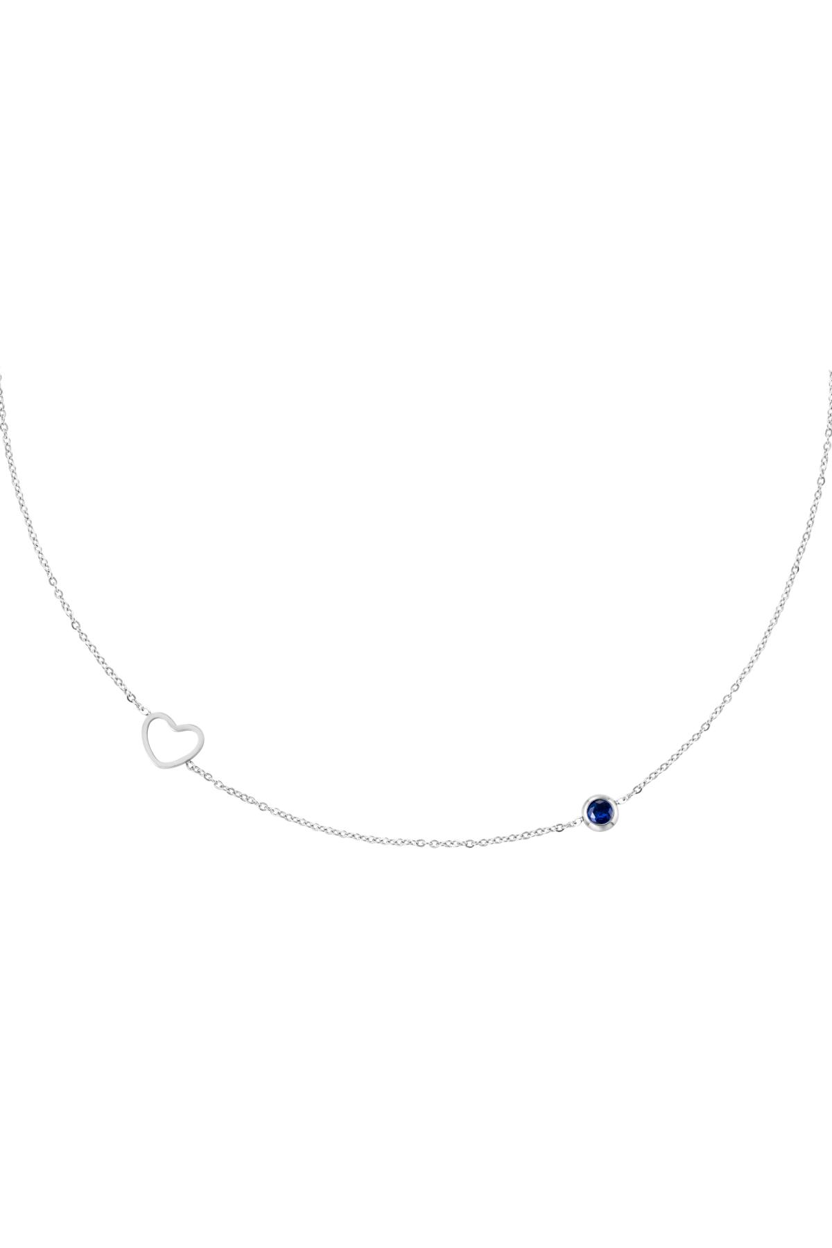 Birthstone necklace September silver color Blue Stainless Steel