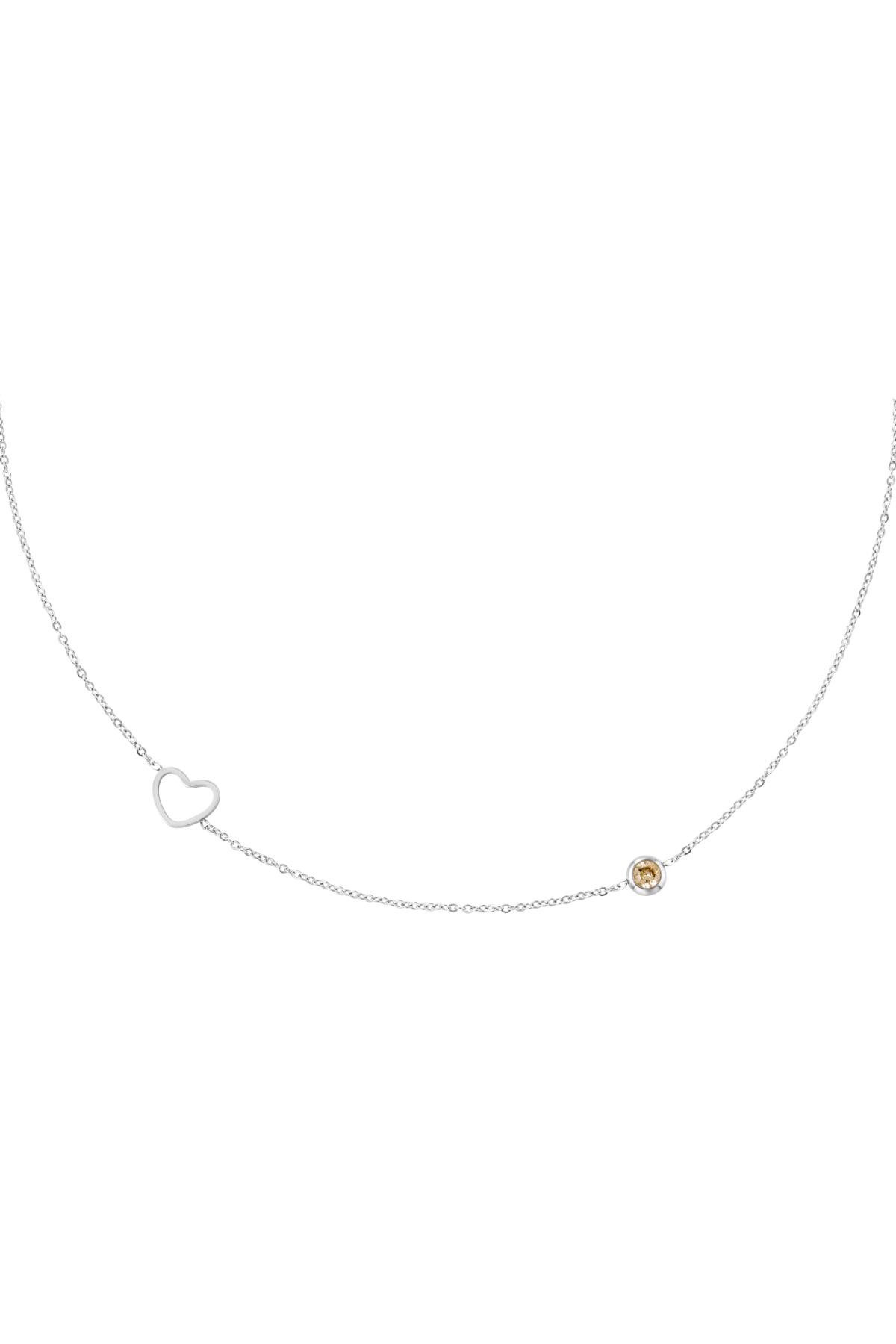 Birthstone necklace November silver color Yellow Stainless Steel