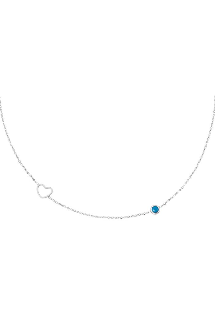 Birthstone necklace December silver Dark Blue Stainless Steel 