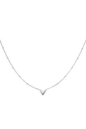 Stainless steel V necklace Silver h5 