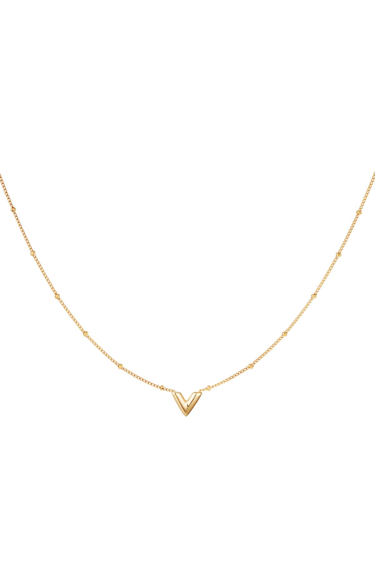 Stainless steel V necklace Gold color