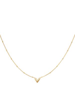 Stainless steel V necklace Gold h5 