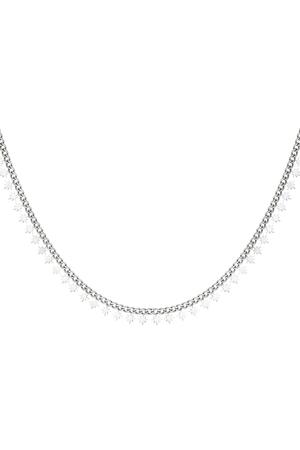 Stainless steel necklace sparkling stars Silver h5 