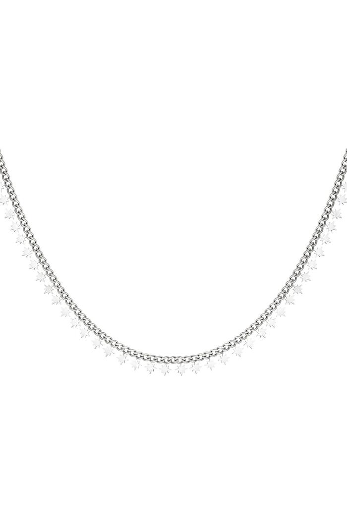 Stainless steel necklace sparkling stars Silver 